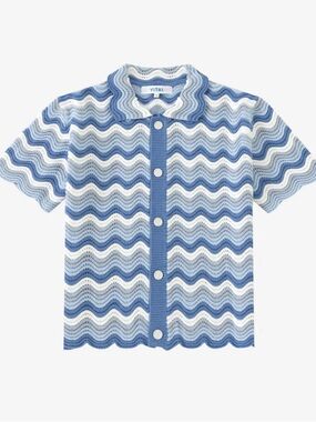 VITAL Blue Wave Knit Button-Down Shirt